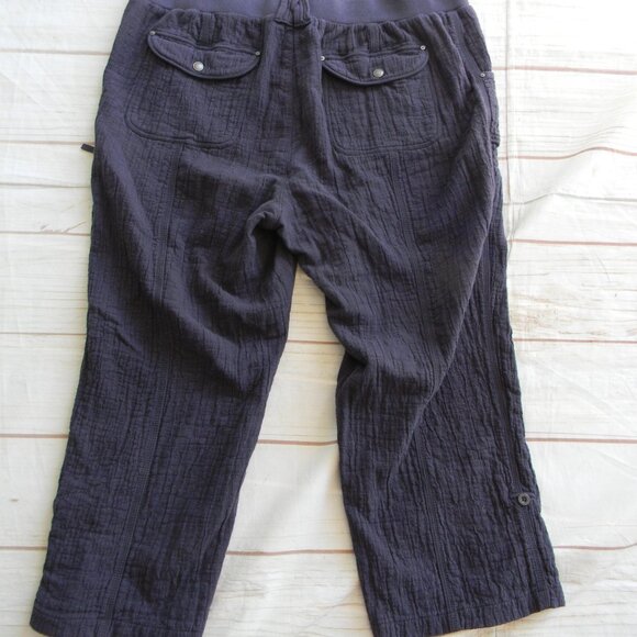 CHICO'S NAVY BLUE COTTON GAUZE WIDE LEG ROLL-TAB ADJUSTABLE HEM PANTS SZ 3 XL - Picture 3 of 3